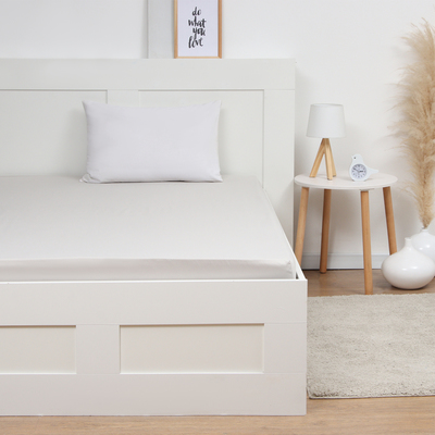 Простыня на резинке 2-спальная «Этель», 160×200+25 см, светло-серая поли, сатин