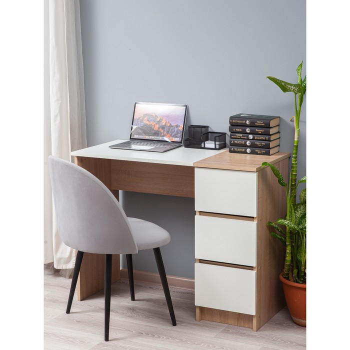 Стол письменный Estet, 952×450×754 мм, цвет дуб сонома / белое тиснение