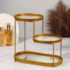 Органайзер для хранения, 3 секции, 30×17×26.5 см, цвет золотистый, белый - Фото 3