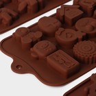Формы для конфет и шоколада Доляна «Игрушки», набор 3 шт., силикон, коричневые - Фото 4