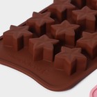 Набор форм для конфет и шоколада Доляна «Сердечки. Звездочки. Цветы», 3 шт, силикон - Фото 4