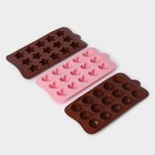 Набор форм для конфет и шоколада Доляна «Сердечки. Звездочки. Цветы», 3 шт, силикон - Фото 6