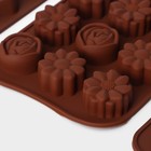 Формы для конфет и шоколада Доляна «Ассорти», набор 3 шт., силикон, коричневые - Фото 3