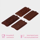 Формы для шоколада Доляна «Плитки шоколада», набор 4 шт., силикон, коричневые - Фото 2