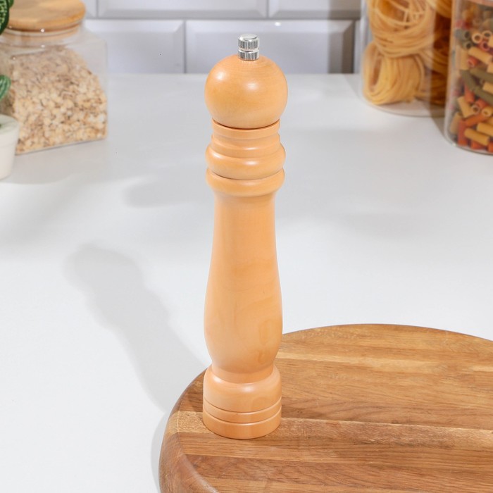 Мельница для специй Доляна, 25×5 см, металлический механизм, бежевая - Фото 1