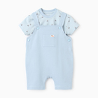 Комплект для новорожденного (футболка, комбинезон), цвет голубой, рост 68-74 см - фото 321781993
