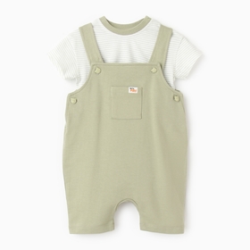 Комплект для новорожденного (футболка, комбинезон), цвет белый/хаки, рост 68-70 см