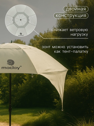 Зонт-трансформер maclay, c УФ-защитой, d=240 см, h=220 см