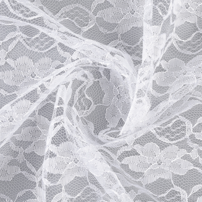 Ткань для рукоделия, лоскут гипюра крупные цветы, белый, 150 × 160 см - Фото 1