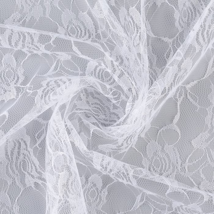 Лоскут гипюра, розочки, белый, 150 × 160 см - Фото 1