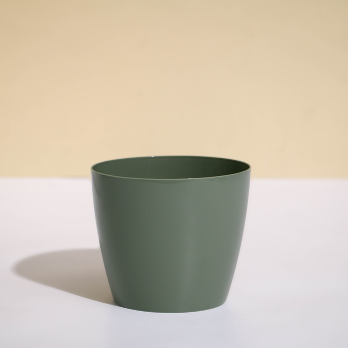 Горшок для цветов, d = 12,5 см, 1 л, пластик, зелёный шалфей - Фото 1