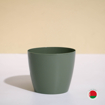 Кашпо для цветов, d=12.5 см, 1 л, пластик, зелёное, шалфей