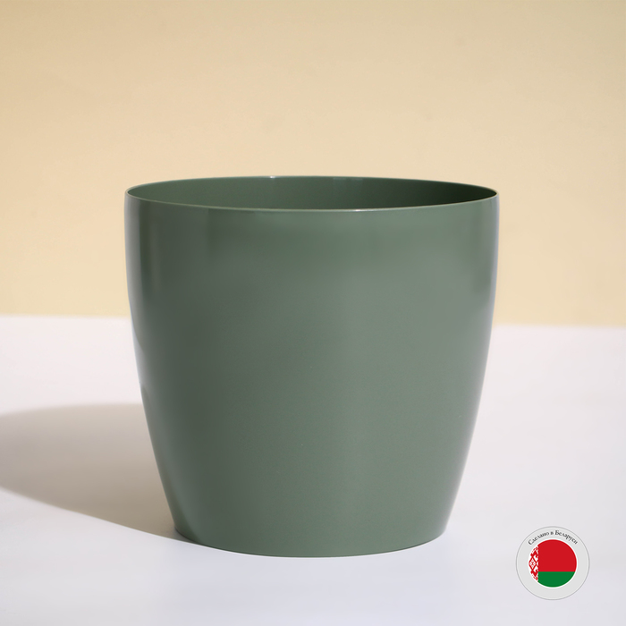 Кашпо для цветов, d=19 см, 3.5 л, пластик, зелёное, шалфей - Фото 1