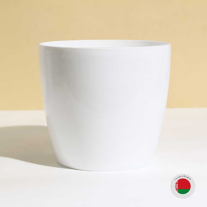 Кашпо для цветов, d=21 см, 5.2 л, пластик, белое - Фото 1