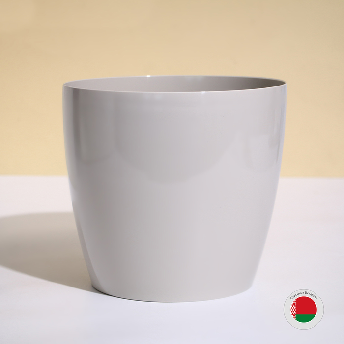 Кашпо для цветов, d=21 см, 5.2 л, пластик, бежевое - Фото 1