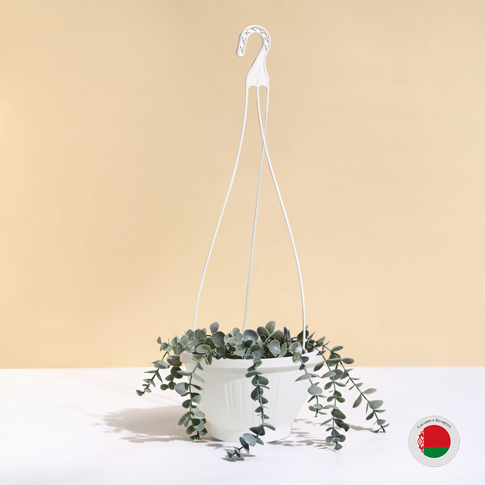 Кашпо подвесное, 2 л, пластик, белое - Фото 1