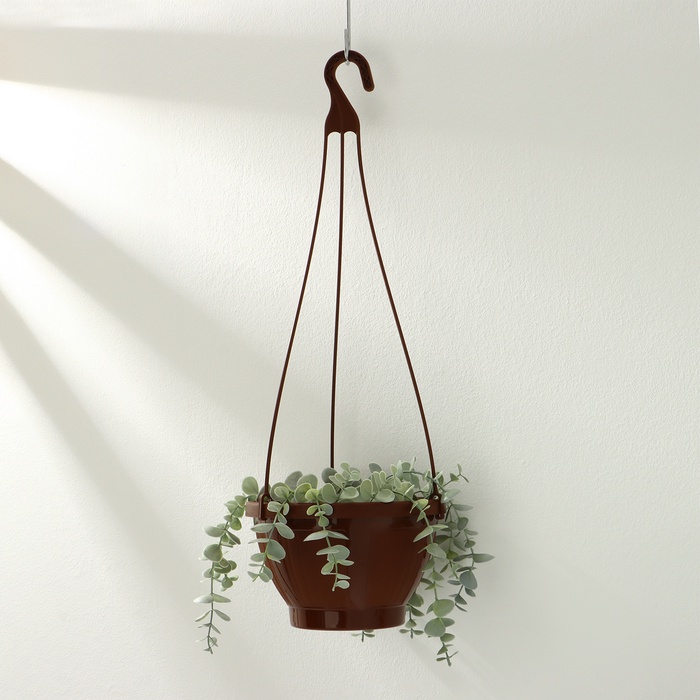 Кашпо подвесное, 2 л, пластик, шоколадное - Фото 1