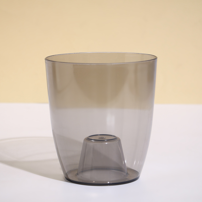 Горшок для орхидей, 2 л, 14.8×16.2 см, круглый, пластиковый, прозрачно-серый