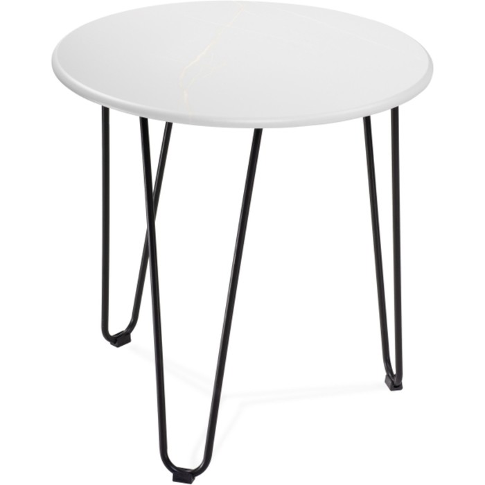 Столик журнальный «Шани», 600×600×620 мм, кварц/металл, цвет бежевый/черный - Фото 1