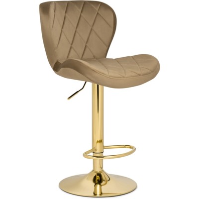 Стул барный Porch металл/велюр, золотой/бежевый 47x53x89 см