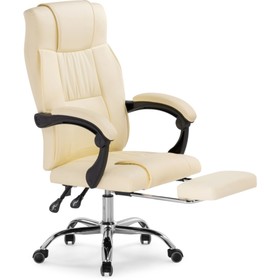Кресло для руководителя Born металл/экокожа, хром/кремовый 61x66x102 см