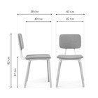 Стул деревянный Klint массив бука/ткань, натуральный/серый 43x58x82 см 10510476