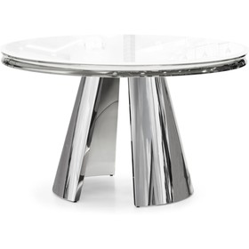 Стол стеклянный Bloss металл, белый/хром 130x130x77 см