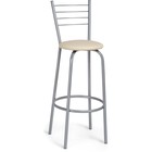Стул барный Sadov металл/экокожа, серый/бежевый 41x47x104 см  (артикул 10510594)  большой выбор товаров оптом и в розницу по низким ценам с доставкой