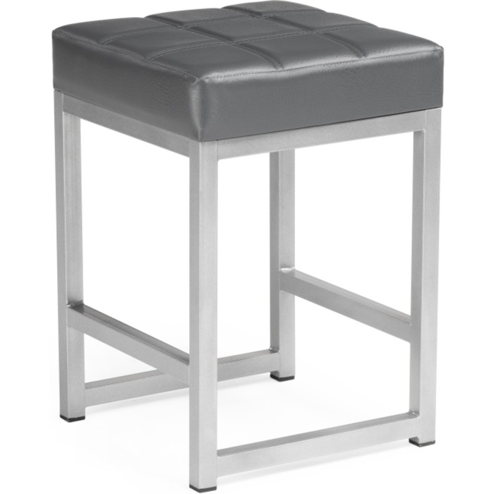 Табурет Khurkroks металл/экокожа, серый/серый 37x37x52 см - Фото 1