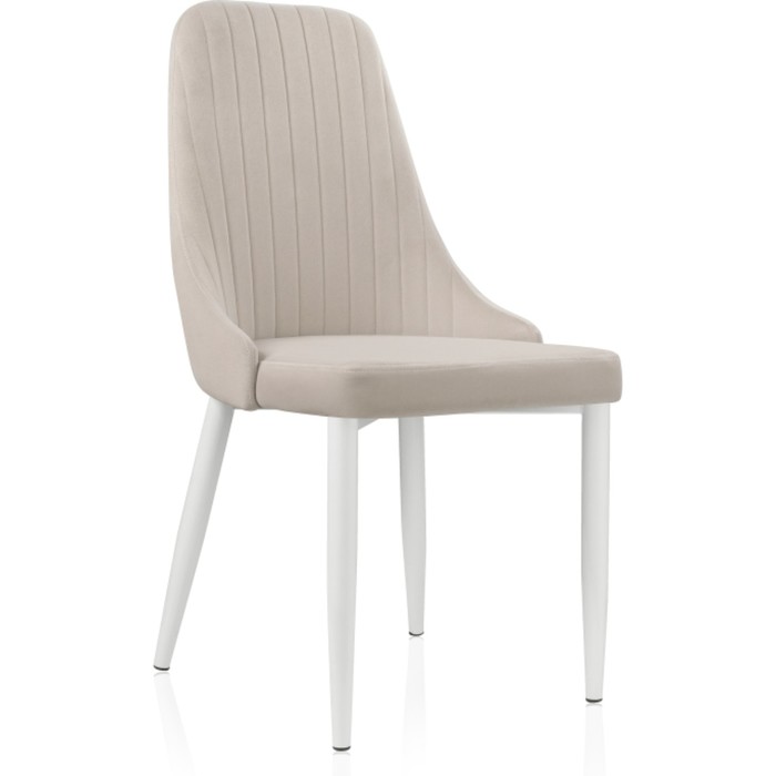 Стул на металлокаркасе Kora металл/велюр, белый/бежевый 47x57x89 см - Фото 1