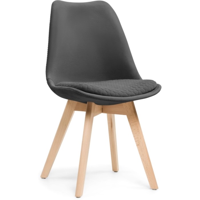 Стул деревянный Bonuss массив бука/велюр, натуральный/серый 50x56x84 см