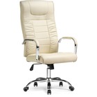 Кресло для руководителя Longer металл/экокожа, хром/кремовый 60x66x119 см - фото 110663006