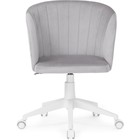 Компьютерное кресло Тибо пластик/велюр, белый/серый 60x60x81 см  (артикул 10510635)  большой выбор товаров оптом и в розницу по низким ценам с доставкой