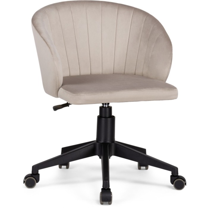 Компьютерное кресло Пард пластик/велюр, черный/бежевый 59x60x78 см - Фото 1