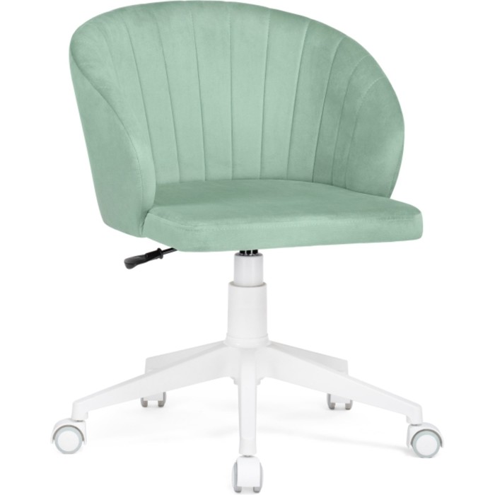 Компьютерное кресло Пард пластик/велюр, белый/зеленый 59x60x78 см - Фото 1