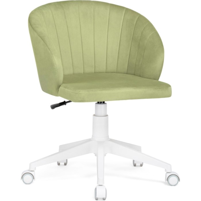 Компьютерное кресло Пард пластик/велюр, белый/зеленый 59x60x78 см - Фото 1
