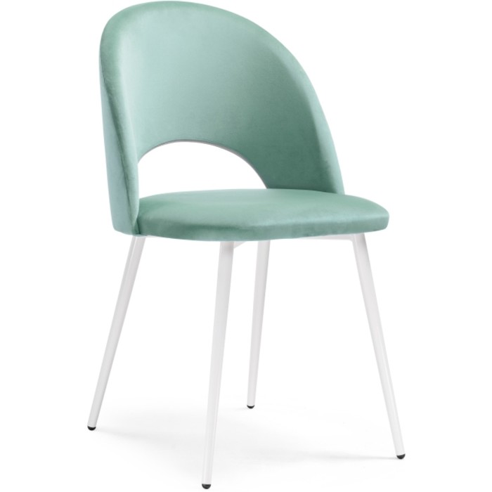 Стул на металлокаркасе Ирре металл/велюр, белый/зеленый 50x55x82 см