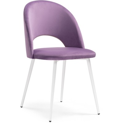 Стул на металлокаркасе Ирре металл/велюр, белый/розовый 50x55x82 см