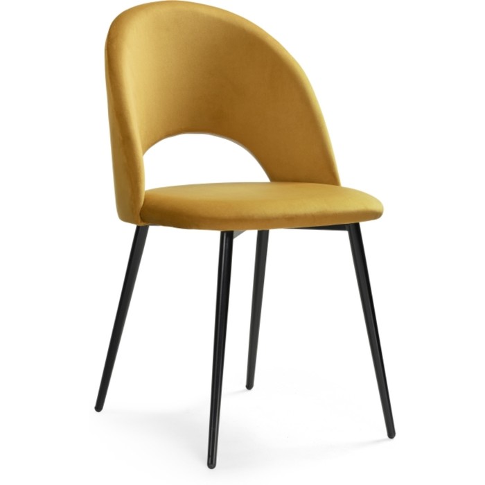 Стул на металлокаркасе Ирре металл/велюр, черный/желтый 50x55x82 см