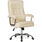Кресло для руководителя Idon металл/экокожа, хром/кремовый 65x71x116 см - фото 110663256