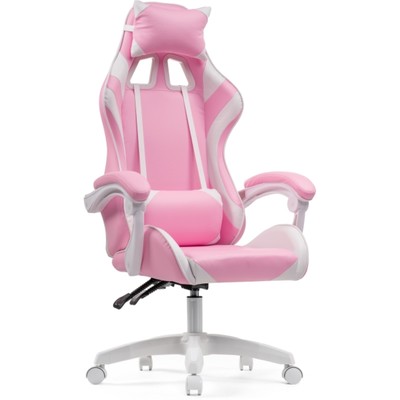 Кресло игровое Rodas пластик/экокожа, белый/розовый/белый 67x60x122 см