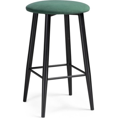 Стул барный «Гангток», 380×380×620 мм, металл/велюр, цвет черный/зеленый