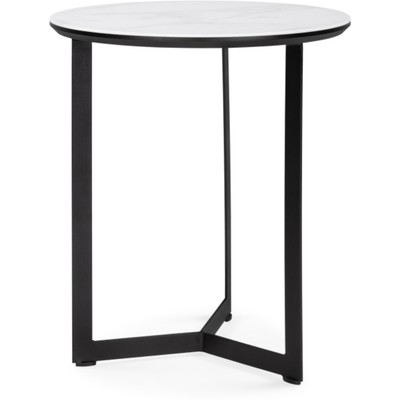 Журнальный стол Роб металл, мрамор белый/черный 45x45x50 см