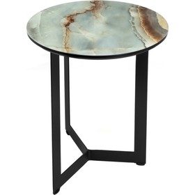 Журнальный стол Роб металл, мрамор голубой/черный 45x45x50 см
