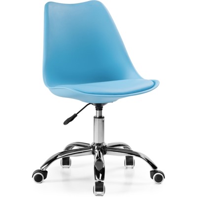 Компьютерное кресло Kolin металл/экокожа/пластик, хром/голубой 49x56x78 см