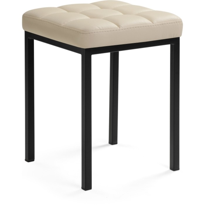 Табурет Байя металл/экокожа, черный/бежевый 35x35x45 см