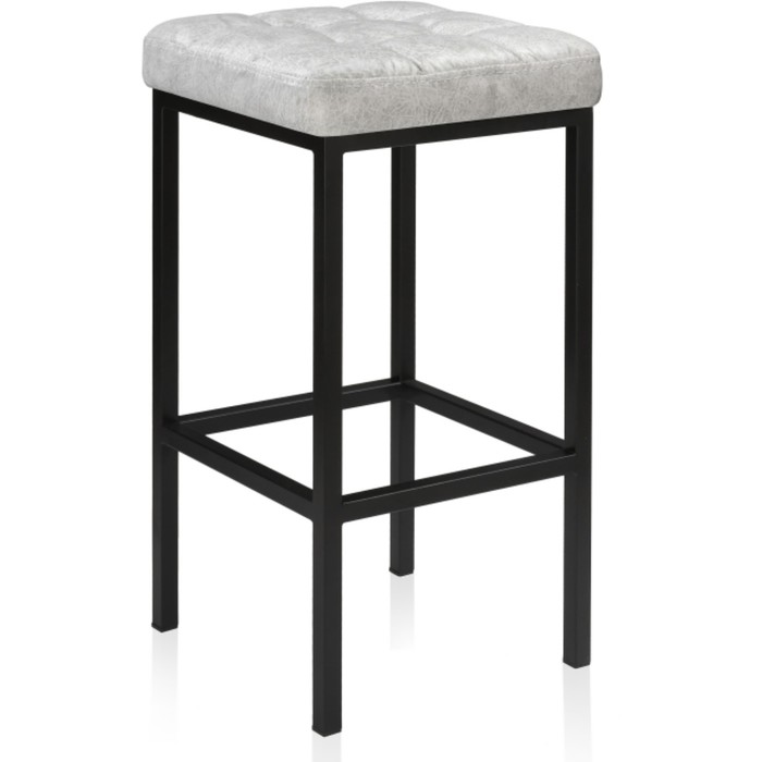 Стул барный Лофт металл/экокожа, черный/серый 34x34x65 см
