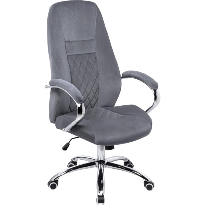 Кресло для руководителя Aragon металл/велюр, хром/серый 64x72x114 см
