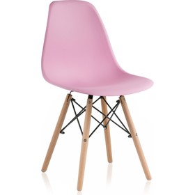 Пластиковый стул Eames массив бука/металл/пластик, натуральный/розовый 46x52x83 см