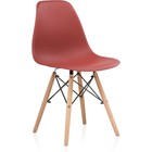 Пластиковый стул Eames массив бука/металл/пластик, натуральный/бордовый 46x52x83 см - Фото 1
